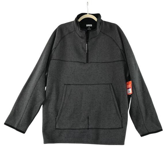 BASS OUTDOOR Q Zip Neck Sweater Fleece Men XXL Gray Outdoor Versatile Cozy NWT - Picture 2 of 10